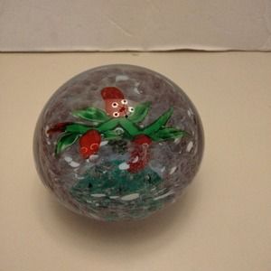 Vintage Art glass rose design paper weight